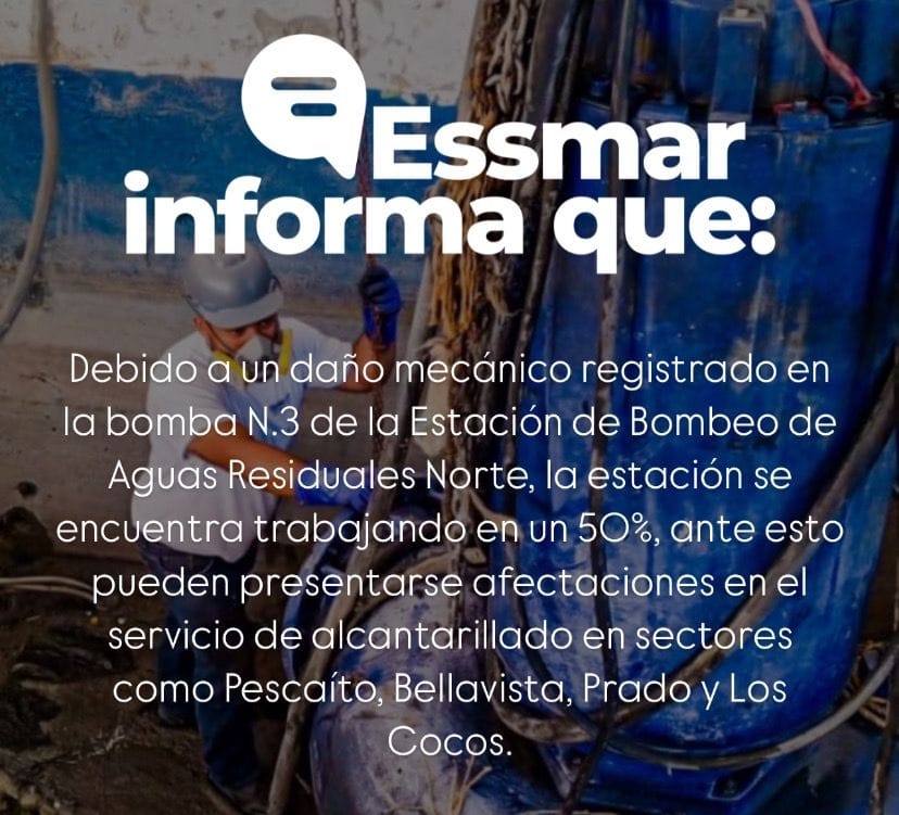 Essmar repara daño en EBAR Norte