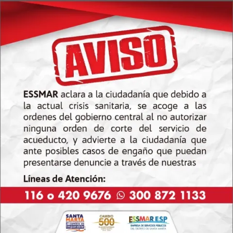 Essmar suspende corte de agua a morosos