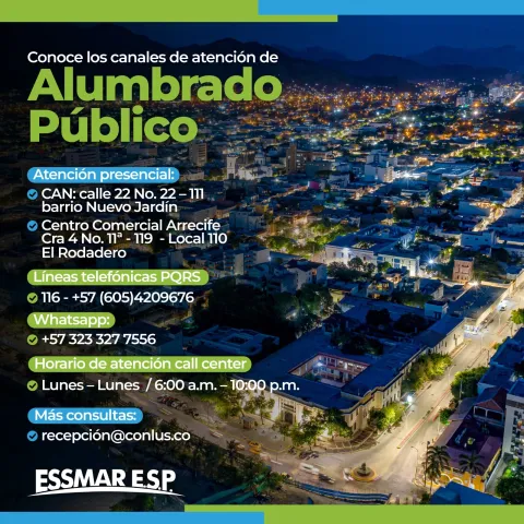 Essmar E.S.P. avanza en mantenimientos preventivos de Alumbrado Público en Santa Marta