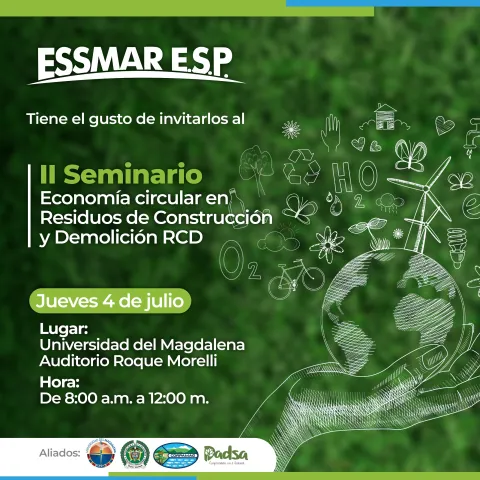 Essmar E.S.P. realizará II Seminario de Economía Circular –Residuos de Construcción y Demolición -RCD-