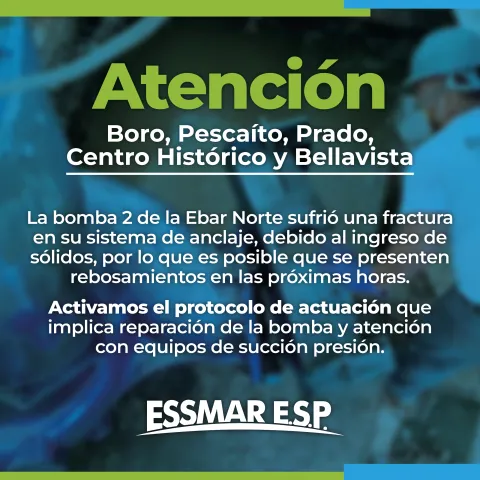 Essmar atiende emergencia en EBAR Norte