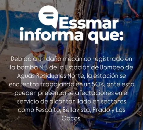 Essmar repara daño en EBAR Norte
