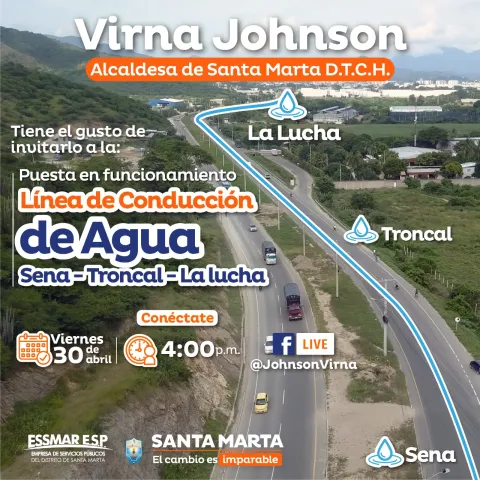 Alcaldesa Virna Johnson pondrá en funcionamiento la línea de conducción Sena-Troncal-La Lucha 